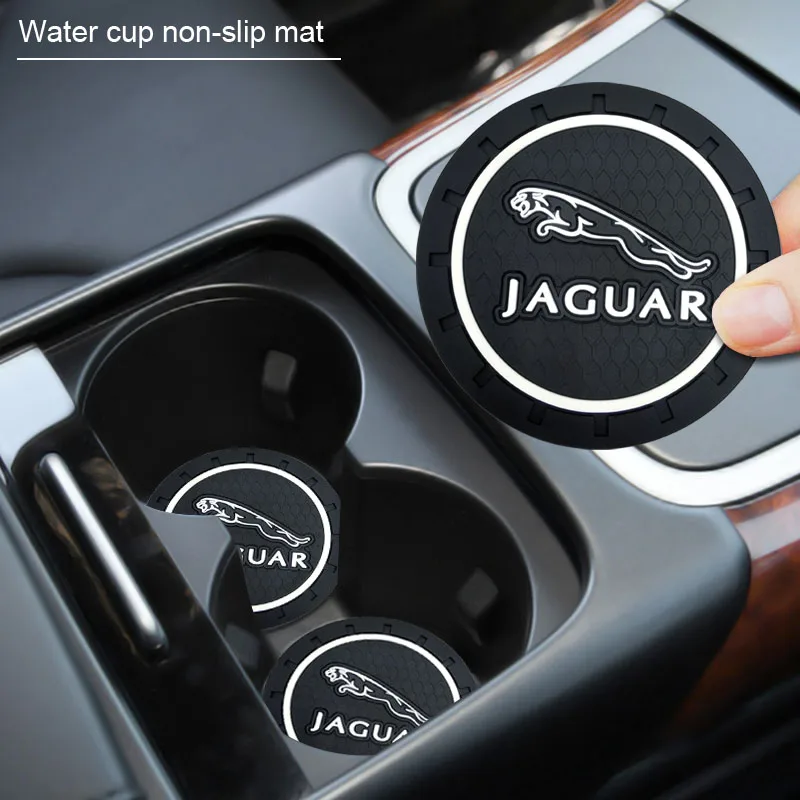 2pcs Car Emblem Anti-Slip Cup Holder Mat Pad For Jaguars XK Tijera Ropa Llavero F-TYPE V8 S XF XJ 13MY I-PACE XE C-X75 F-PACE | Автомобили