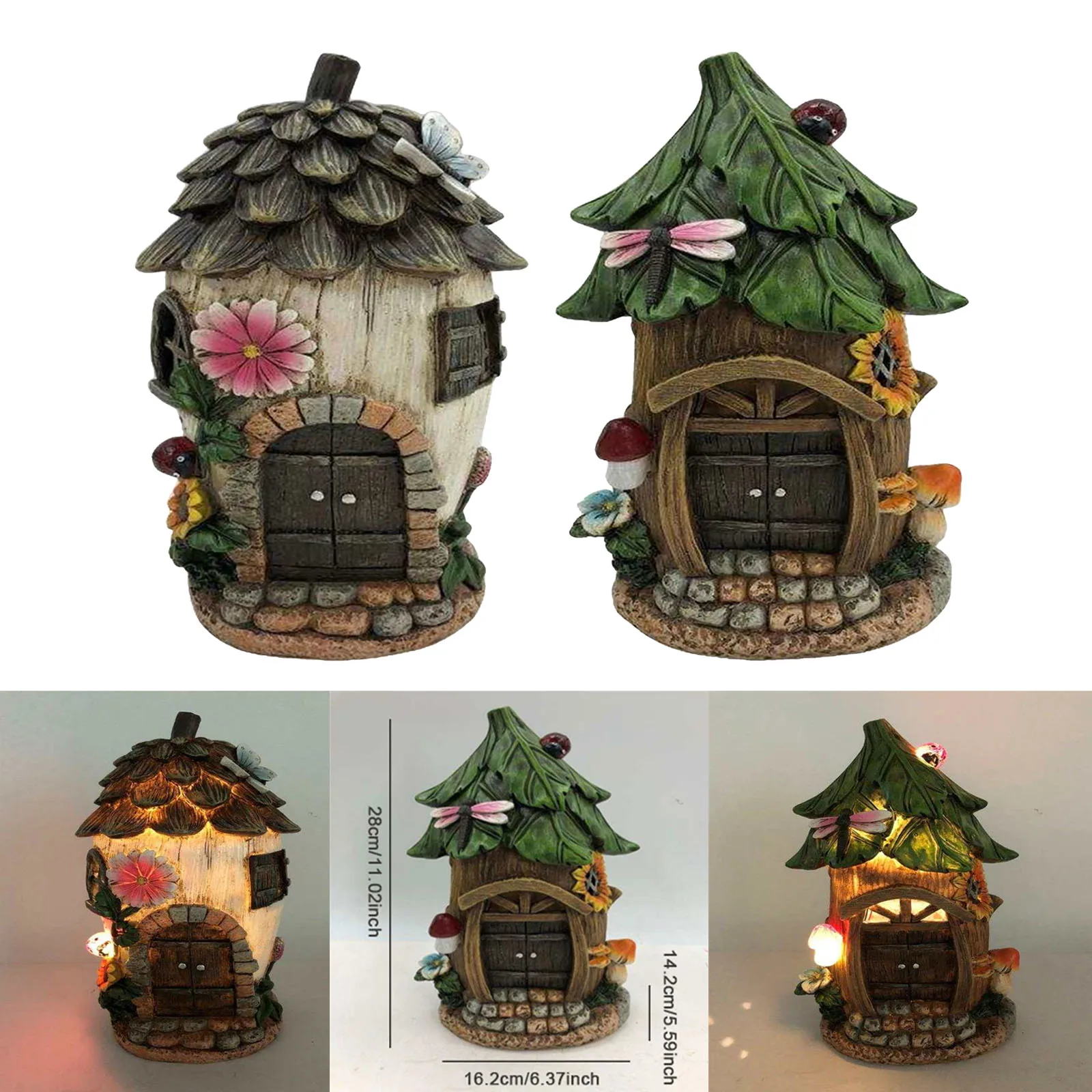 

Miniature Fairy Garden Accessories Fairy House Solar Garden Patio Ornament A