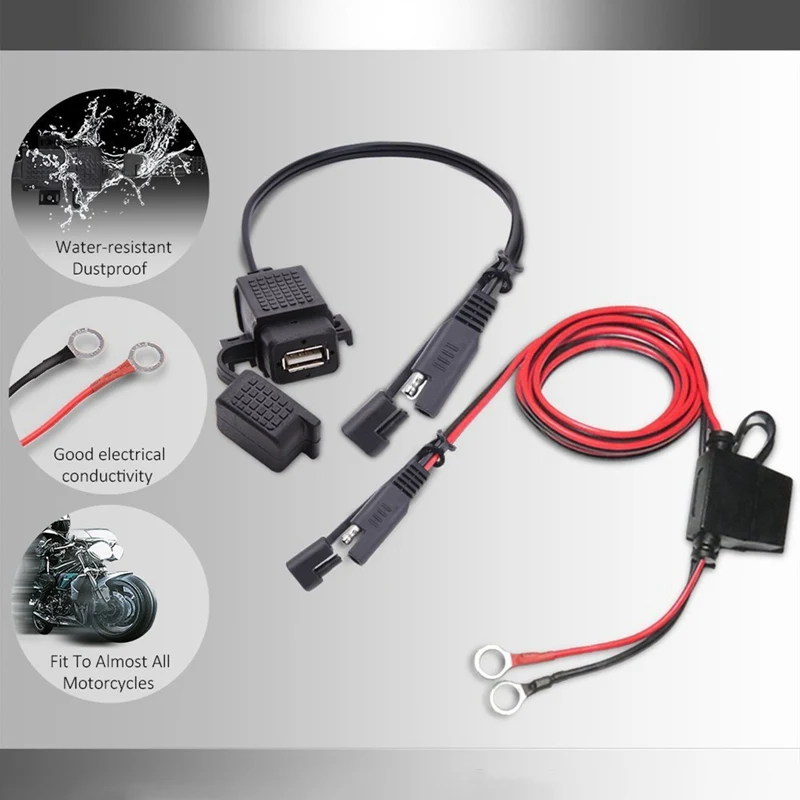

Кабель-адаптер для телефона, GPS-навигатора, мотоцикла, USB-кабель, 2,1 А, водонепроницаемый