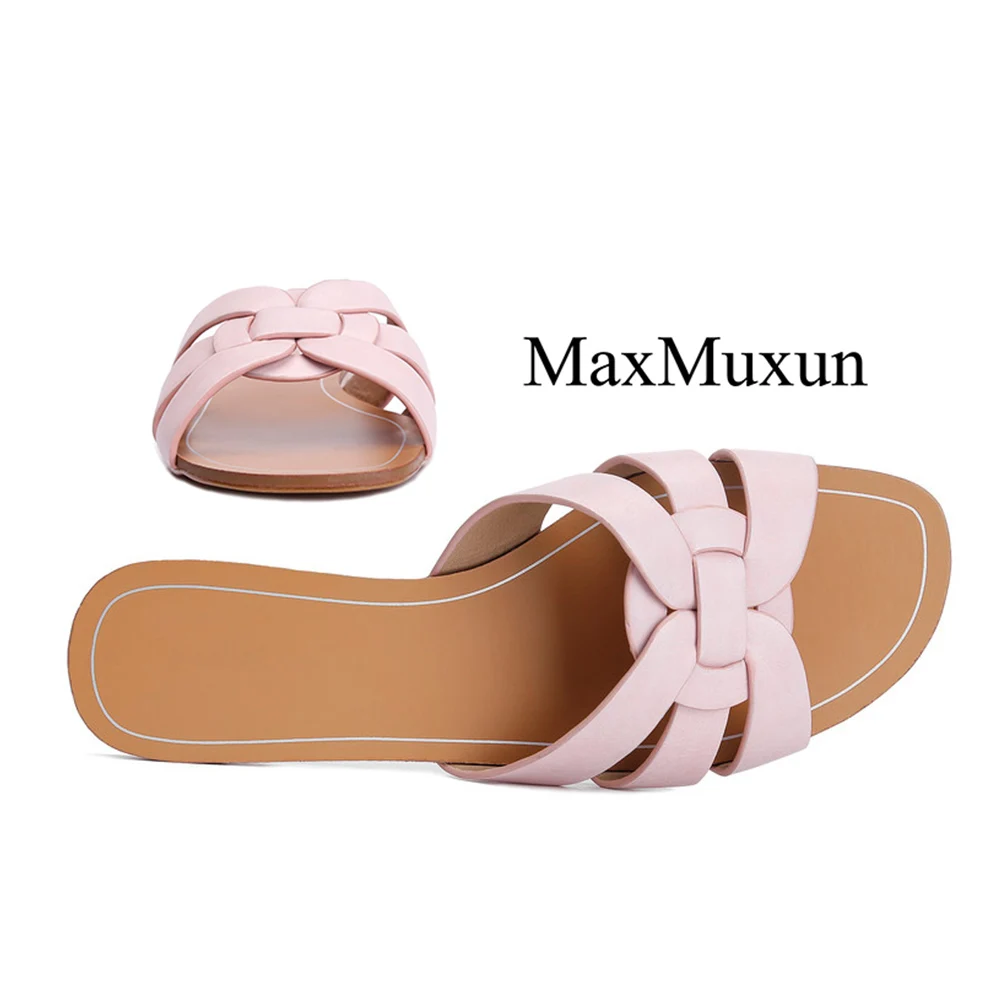 MaxMuxun Новое поступление женские шлепанцы сандалии сланцы с вырезами