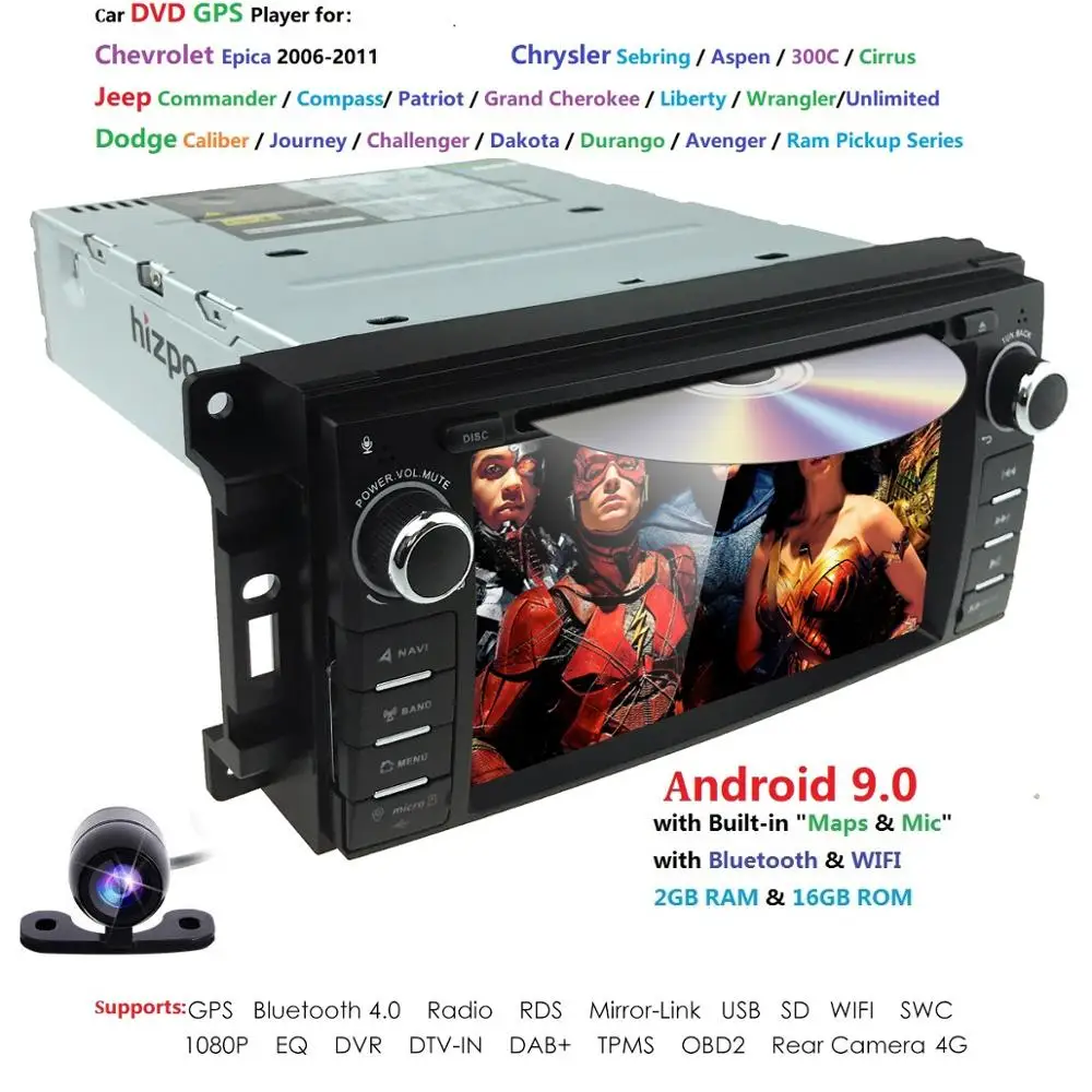 Автомобильный мультимедийный плеер 1din android 9,0 6,2 дюйма для Jeep/Chrysler/Dodge/Liberty/Wrangler/Sebring/Grand Cherokee радио gps DVD USB