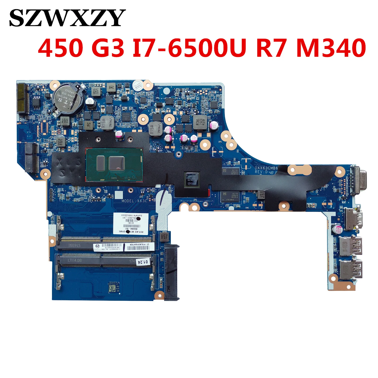 Материнская плата для ноутбука HP Probook 450 G3 SR2EZ i7 6500U R7 M340 DAX63CMB6D1 855565 601 001|Материнские