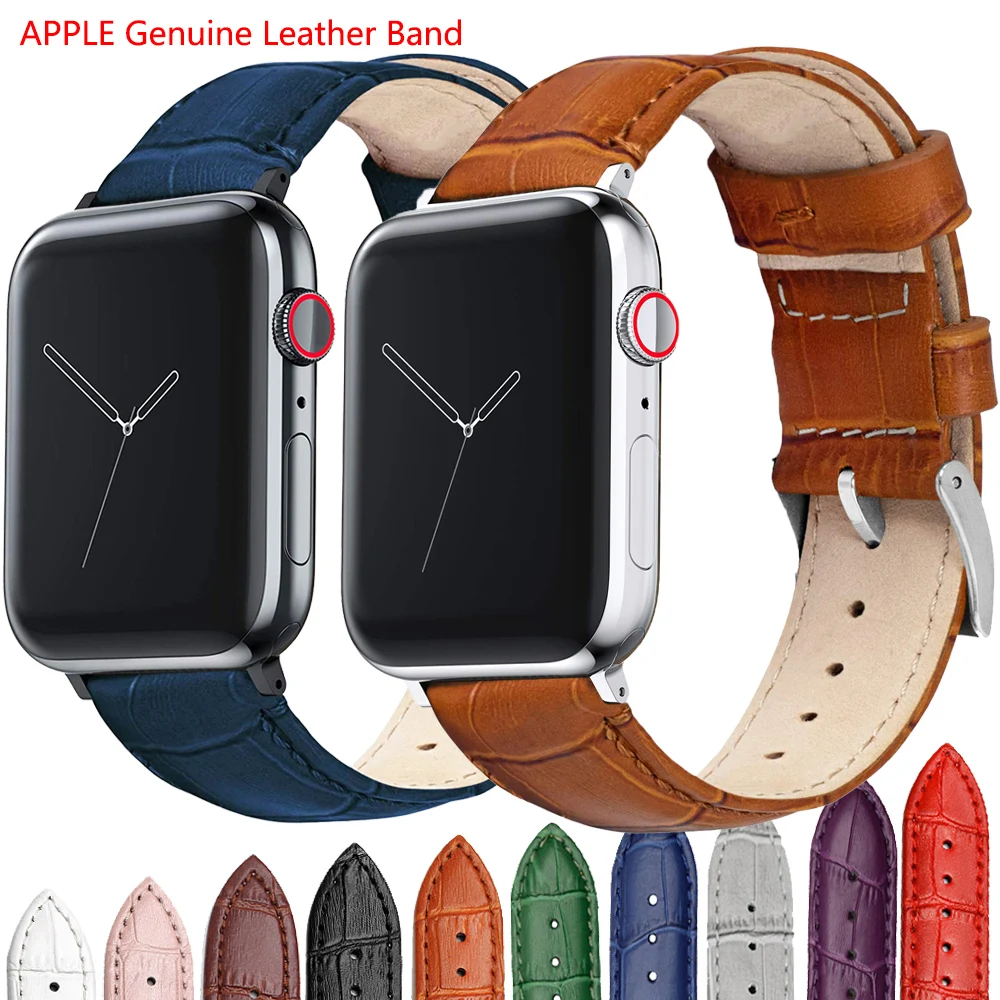 Band for Apple Watch Genuine Cow Leather Loop Bracelet Belt 6 SE 5 4 42MM 38MM 44MM 40MM Strap for iWatch 6 5 4 Wristband