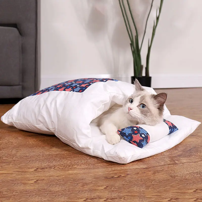 

Cat Nest Cat Sleeping Bag Closed Removable and Washable Cat Quilt Nest Winter Warm Pet Bed Dog Kennel Four Seasons Universal