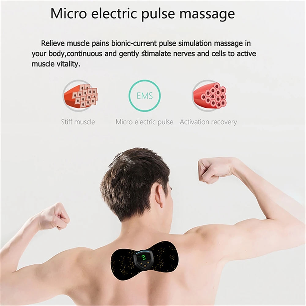 

Neck Massager Device Electric Machine Vibration Mini LED USB Rechargeable Cervical Spine Patch Pain Relief Back Massage Stickers