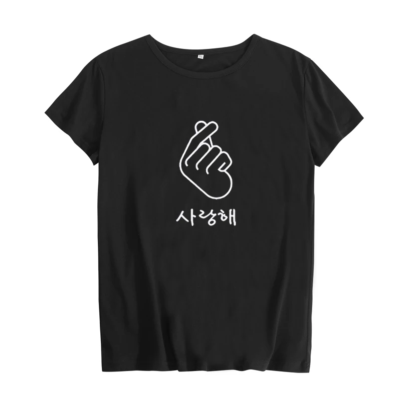 Женская футболка с коротким рукавом Finger Heart I Love You летняя принтом | одежда