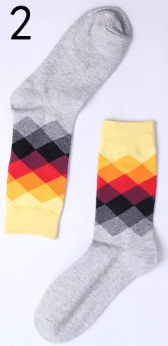 Мужские счастливые градиентные цветные носки из чистого хлопка яркие удобные