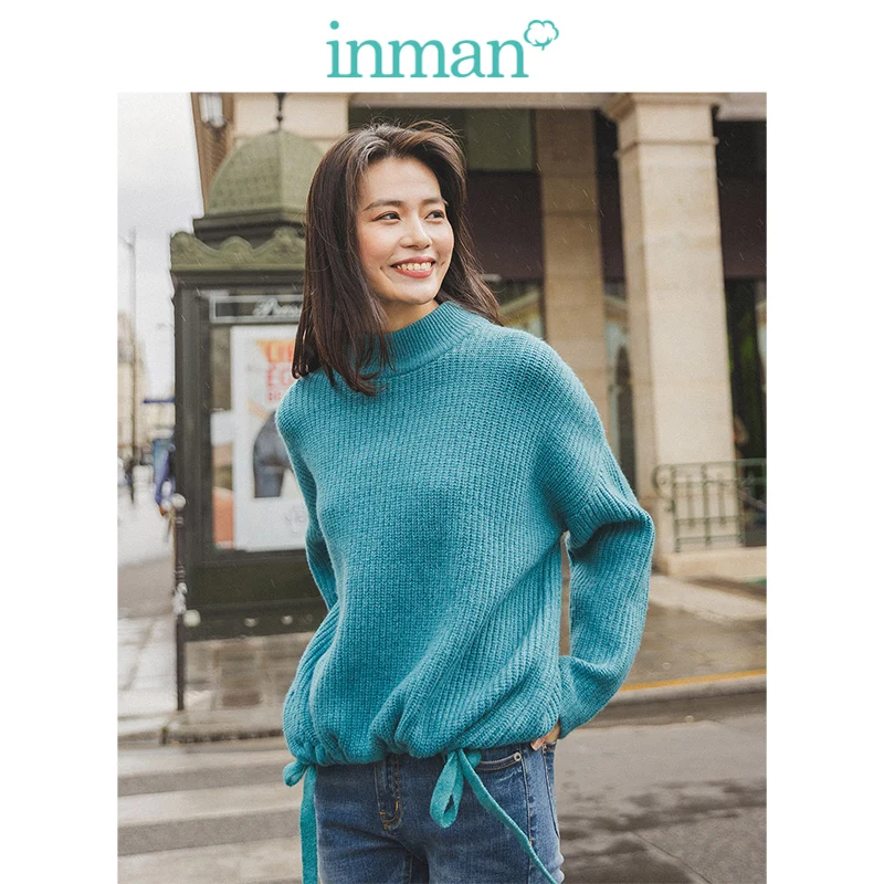 INMAN зима 2019 Новое поступление трикотажный Женский пуловер с рукавом-крылышком и