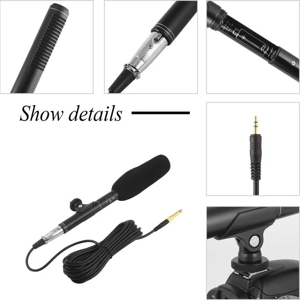 

Interview Microphone Video Camera Camcorder with Cable Condenser Microphone CN
