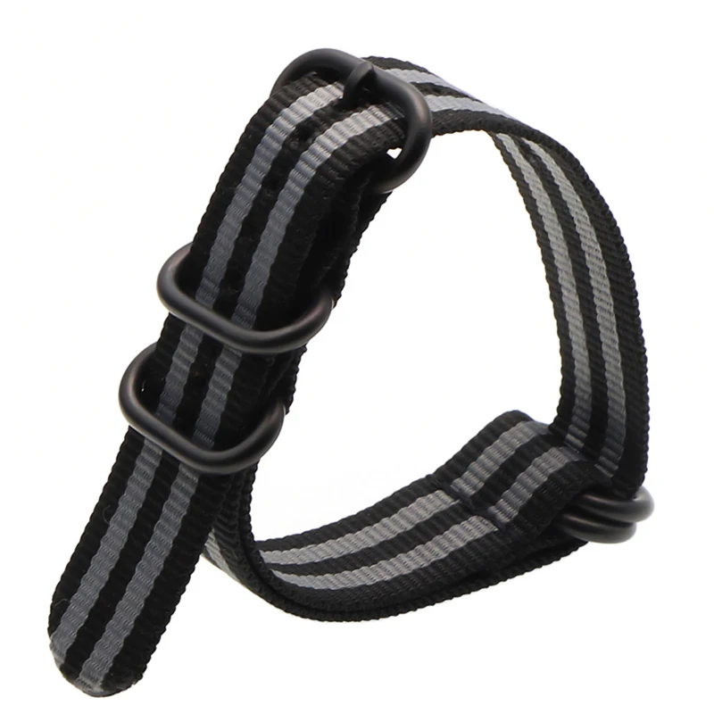 black gray B 21 цвет прочный нейлоновый ремешок otan ZULU ремешок 18 мм 20 мм 22 мм 24 мм полосатый Радужный холст замена ремешок для часов - Цвет ремешка: black gray B
