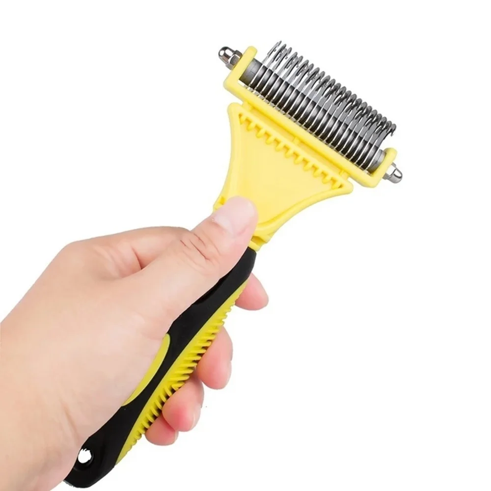 

Safe Dog Dematting Comb Pet Hair Brush Double Sided Fur Knot Cutter Dog Grooming Shedding Tools For Pet Hair Tangles Removal