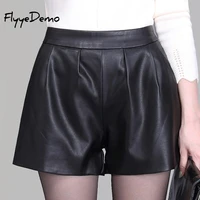 5xl pu leather shorts women high quality wide leg faux leather shorts high waist shorts for women spring loose shorts plus size