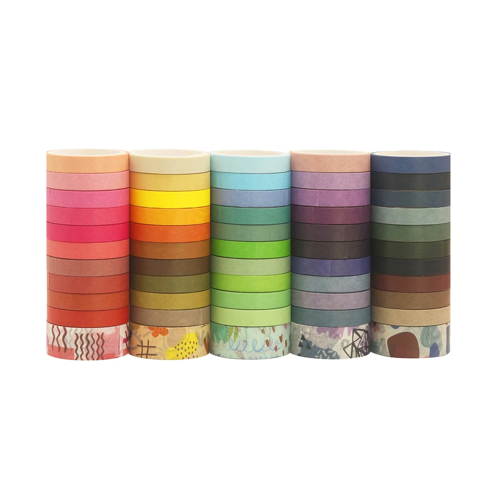 11Rolls Washi Tape Set Basic Color Masking Kawaii Stationery 3m Rainbow Washitape Scrapbooking Decorative Adhesive - купить по