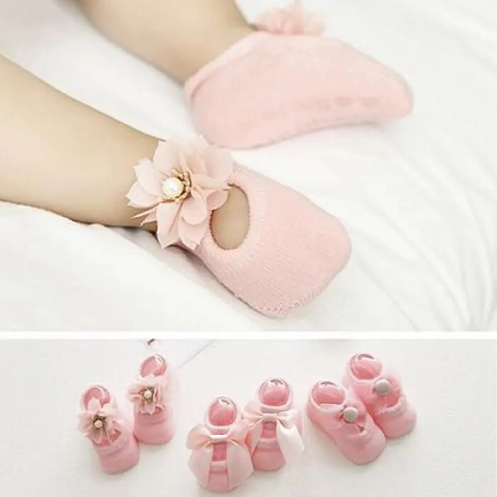 

Lace Bow Baby Korean Style Pure Cotton Hollow Hole Boat Socks Children'S Candy Color Summer Floor Socks