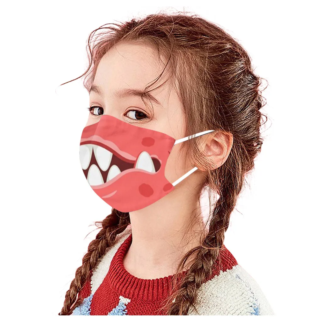 

Polyester 3PCS Masks Washable Reusable Face Mask Fashion Cute Print Breathing Children Filter Masks Mouth Mask Masque