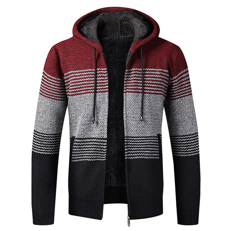 

2021 New Autumn Winter Jacket Men Warm Cashmere Casual Wool Zipper Slim Fit Fleece Jacket Men Coat Dress Knitwear Male