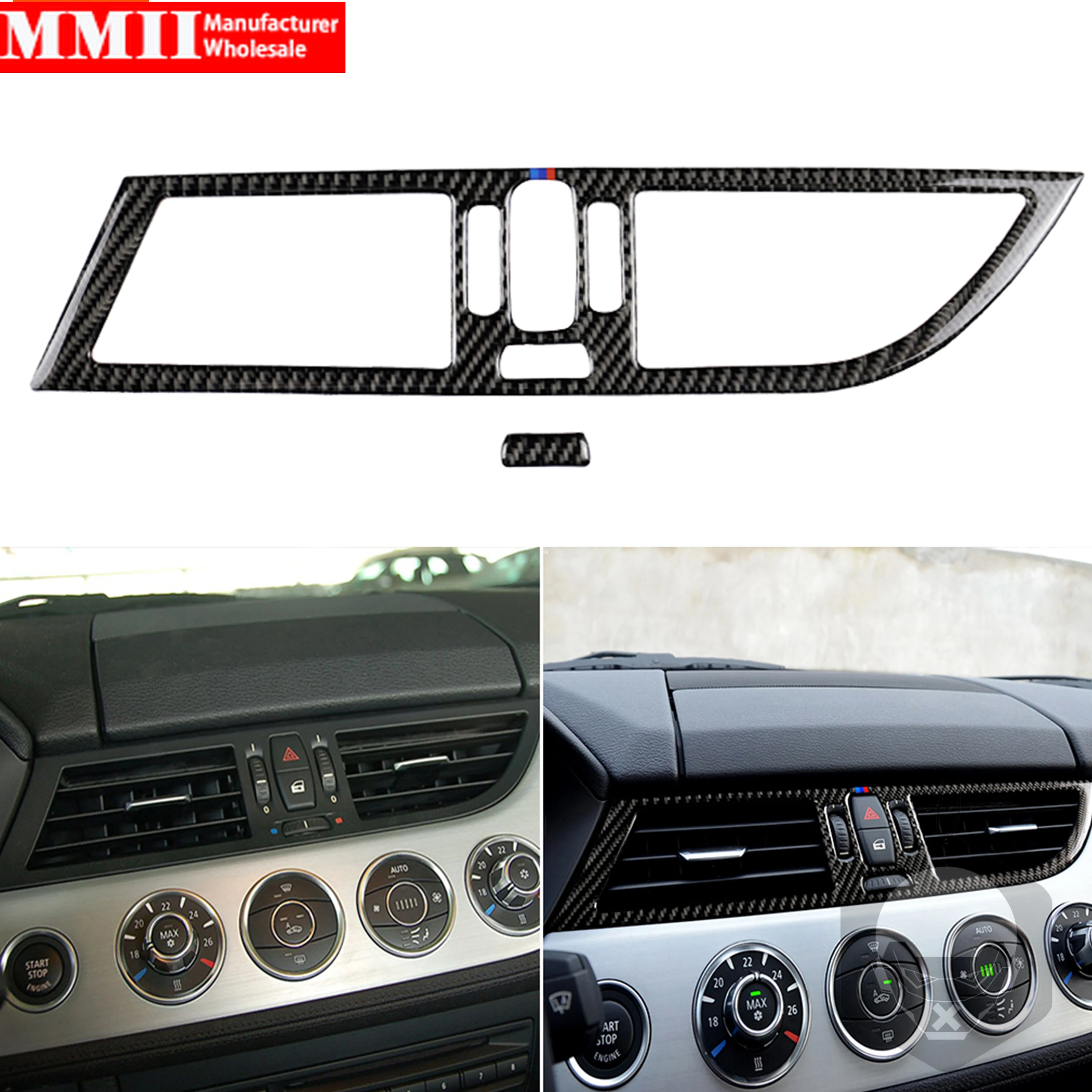 Carbon Fiber For BMW Z4 E89 2009-2015 Center Dashboard Air Conditioning Vent Outlet Frame Cover Sticker Interior Car Accessories