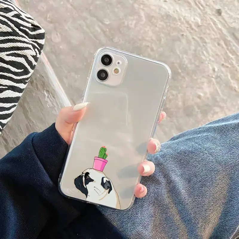 

Pug Dog French Bulldog animal Phone Cases Transparent for Clear iPhone case 11 12 mini pro XS MAX 8 7 6 6S Plus X 5S SE 2020 XR