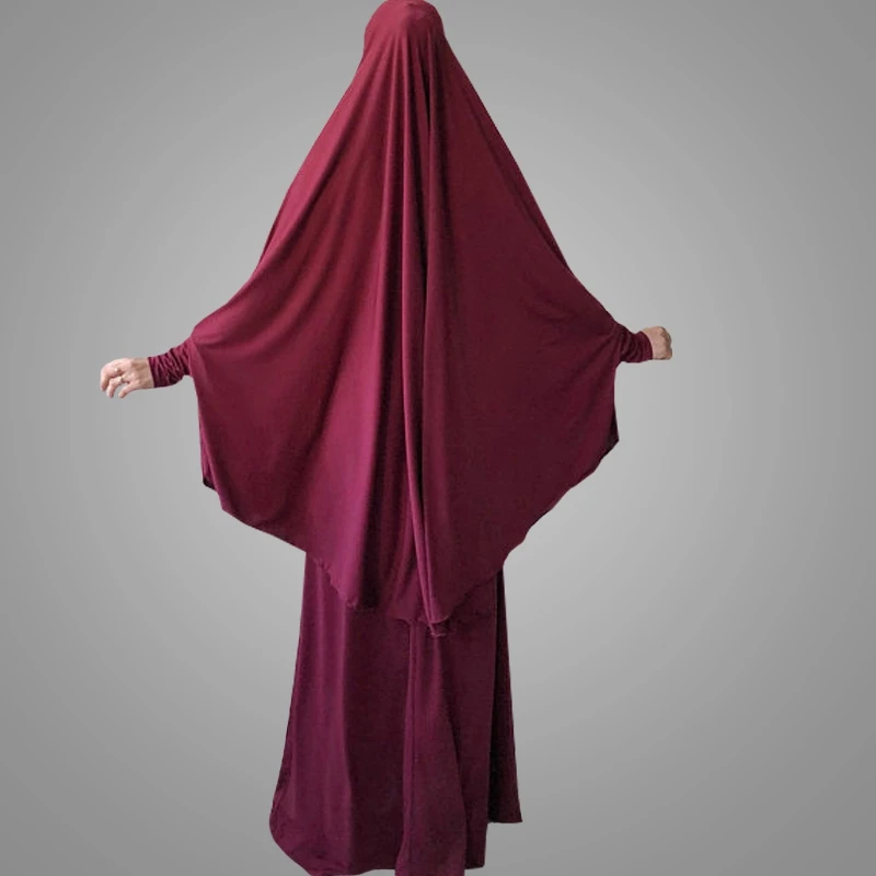 

Full Cover Muslim Women Prayer Clothes Niqab long khimar abaya set Hijab Islam Large Overhead Clothes Jilbab Ramadan Arab Abayas