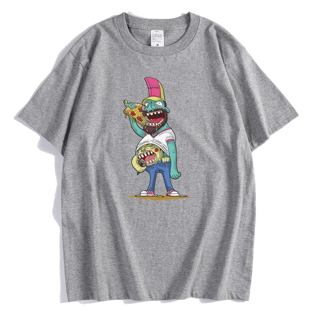 Уличная одежда мужская футболка с принтом зомби еда пицца мороженое уличная