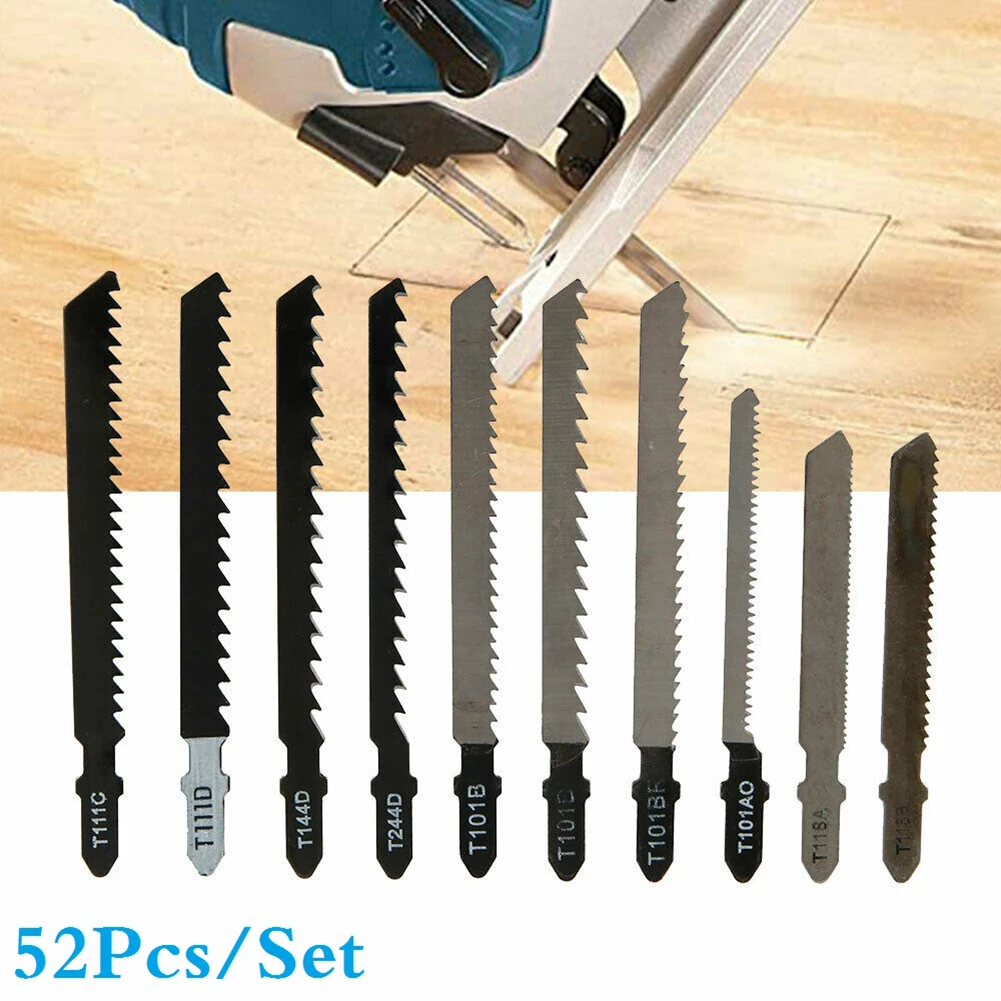 

52Pcs Jig Saw T-Shank Blade Metal Wood Cutting Woodworking T118A T118B T101AO T101B T101BR T144 T244 For Bosch Dewalt Makitan