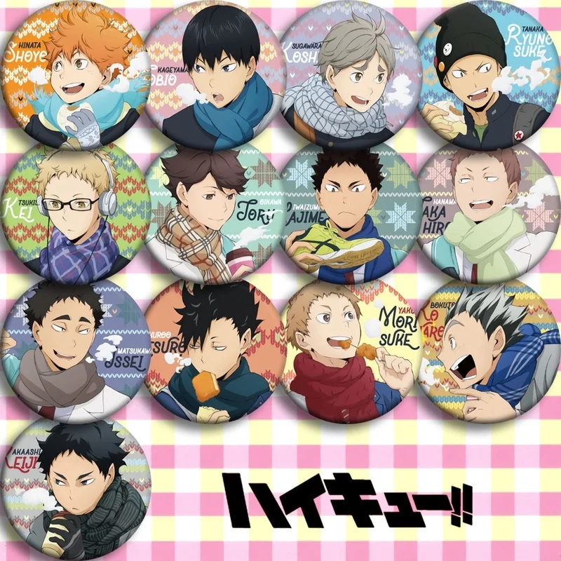 

Haikyuu Shoyo Hinata Kageyama Tobio Daichi Nishinoya Kei Tsukishim Badge Badge 58mm Peripherals Model Toy