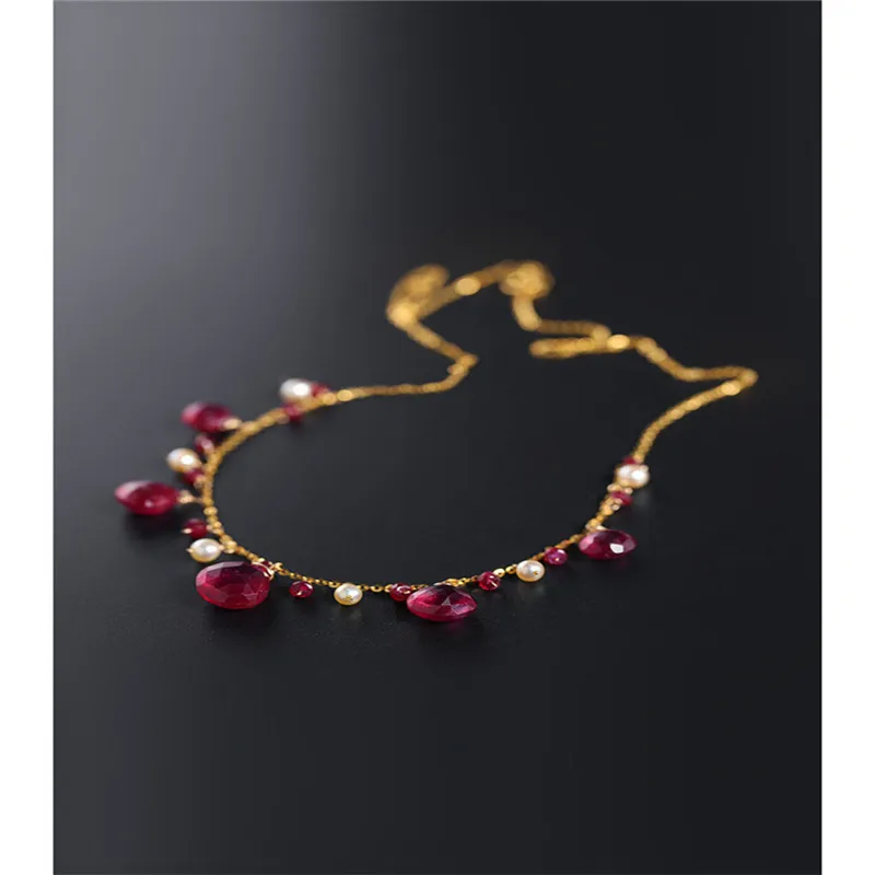 

Ожерелье DAIMI с рубином женское, подлинное золото 18 карат, кулон с морским жемчугом на заказ