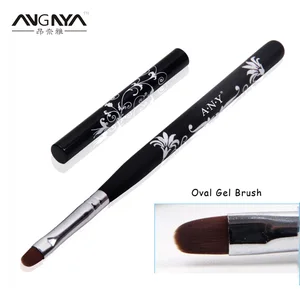 Кисть ANGNYA УФ-гель для дизайна ногтей 4 #6 #8 #10 #Овальная нейлоновая с цветочным принтом, металлическая деревянная ручка колпачка, A005