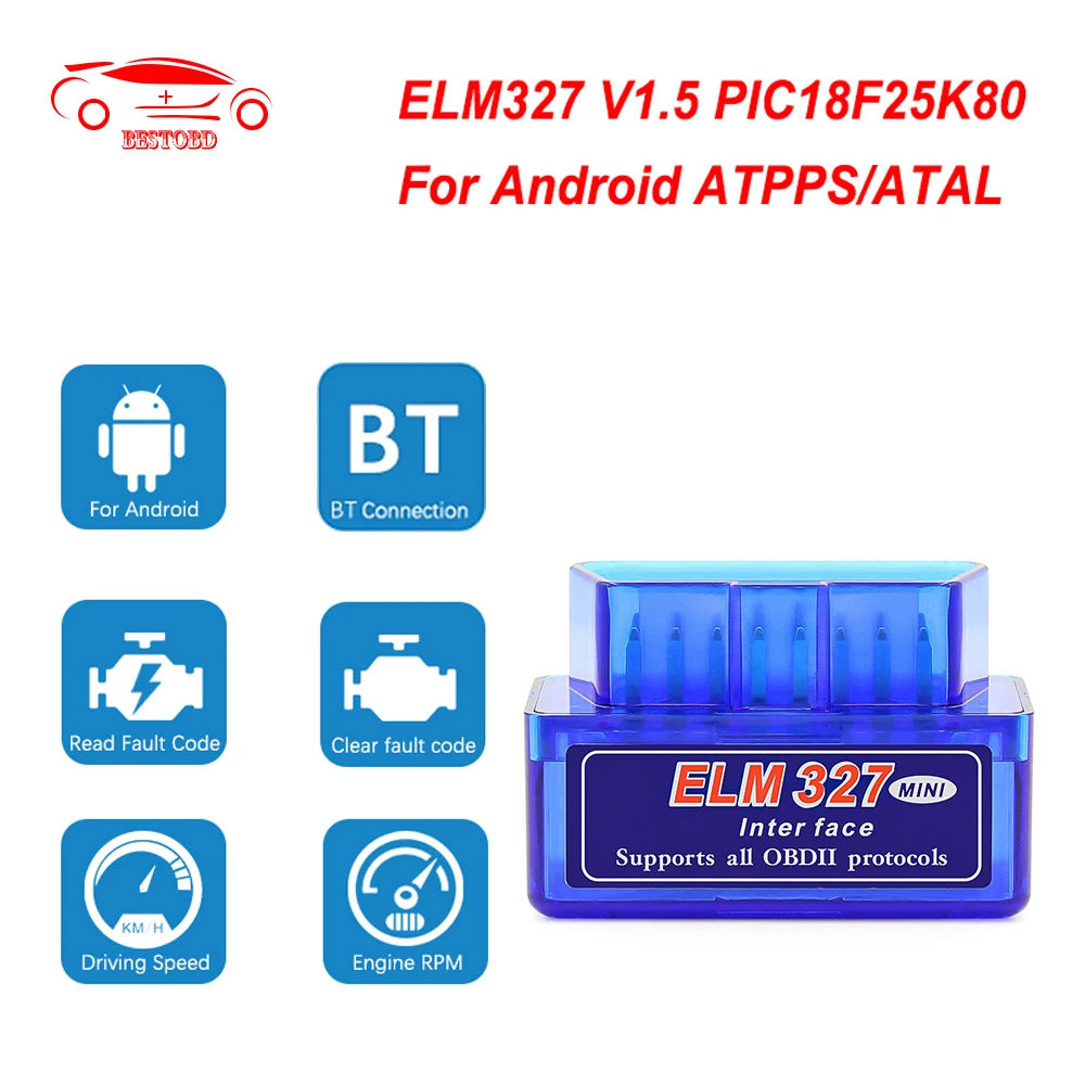 Автомобильный диагностический сканер с двойной печатной платой OBD2 ELM327 V1.5 PIC18F25K80