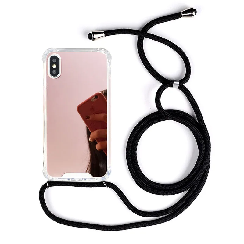 Чехол для зеркала макияжа с ремешком через плечо iPhone 7 8 plus SE 2020 чехол ожерелья и