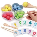 Детские математические игрушки Монтессори, деревянные зажимы, шарики, мячи для обучения, Многофункциональные Игрушки для раннего развития
