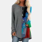 4 # Модные женские свитера с v-образным вырезом принт с милой кошкой с длинным рукавом Свободная Повседневная рубашка блузка Кофта Женская Kobieta Swetry свитера для женщин