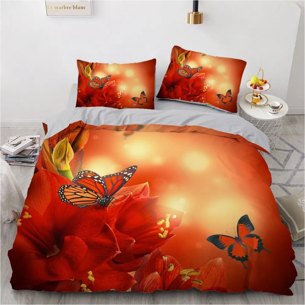 Simple Bedding Sets 3D Plant Flower Duvet Quilt Cover Set Comforter Bed Linen Pillowcase King Queen Full Double Home Texitle|Комплекты