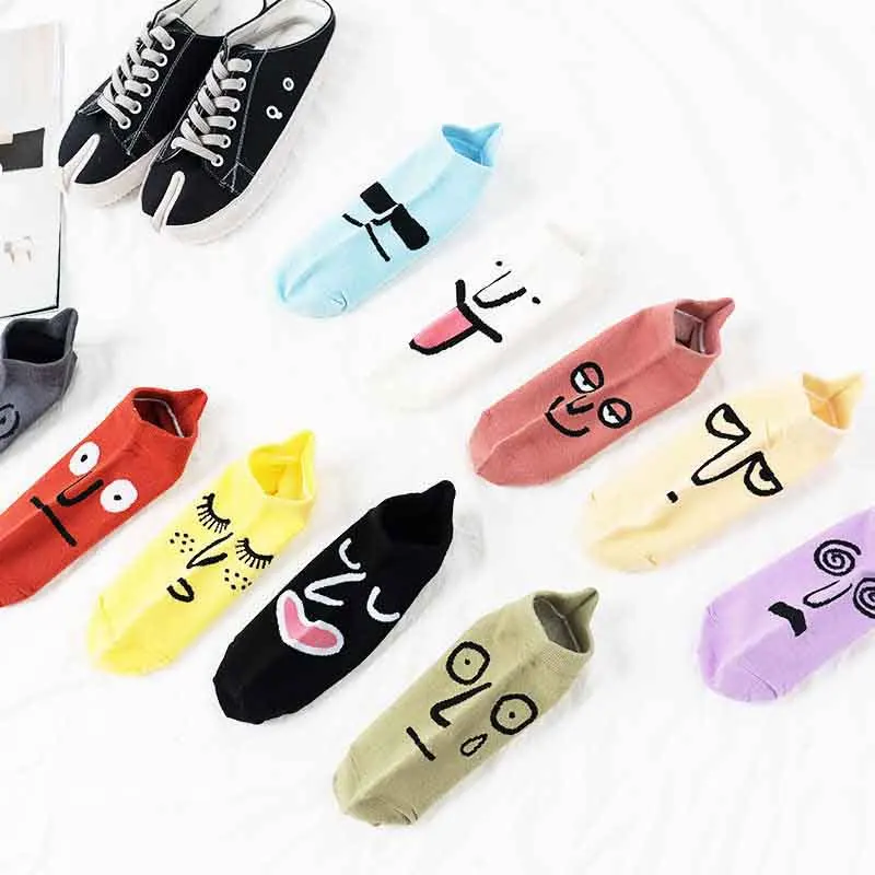 5 пар осенние модные короткие хлопковые носки с принтом для мужчин и женщин