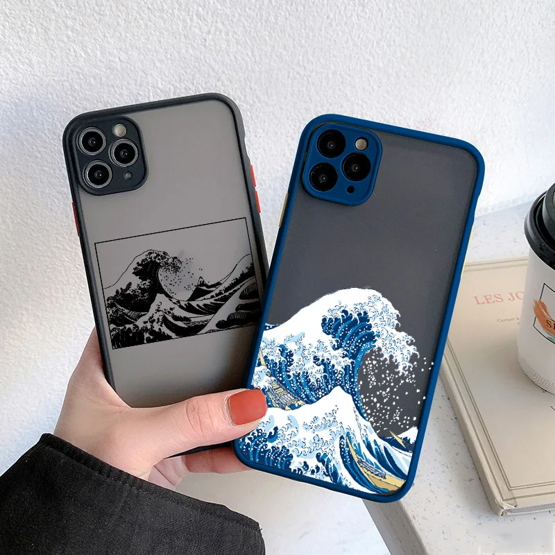 Blue Wave Phone Case For Coque iphone 14 12 11 13 Pro Max 7 8 6s Plus surf ocean Cover For Funda iphone X XR XS Max SE2020 black