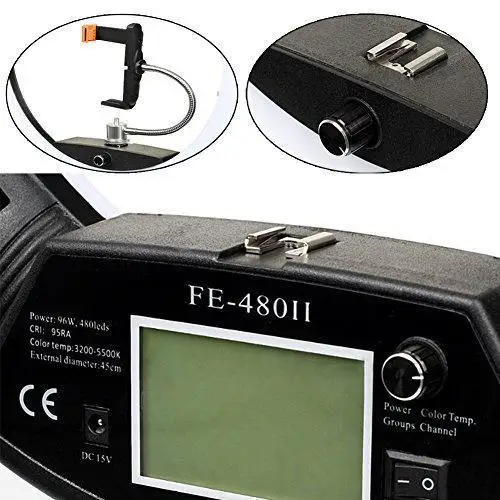 

Yidoblo RU shipping black FE-480II LED Ring light Makeup cold warm color adjustable Studio 480 LED Macro Ring Light 3200K-5600K