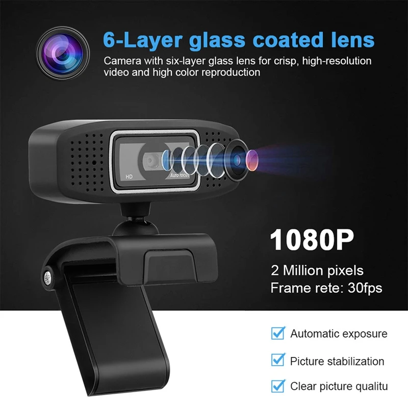 

AU42 -1080P Webcam, Built-in Dual Microphones, Full HD Video Camera for PC, USB Plug and Play,Meet Your Various Video Needs