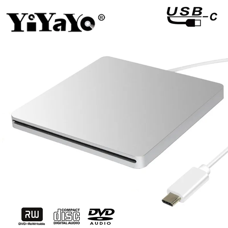 YiYaYo type C USB 2,0 внешний DVD привод Оптический привод DVD RW горелка Писатель CD rom плеер для hp ноутбук Настольный Windows MAC OS