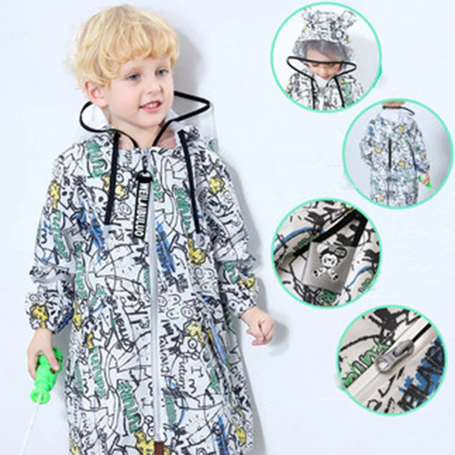 Детский водонепроницаемый плащ-пончо для мальчиков и девочек детский