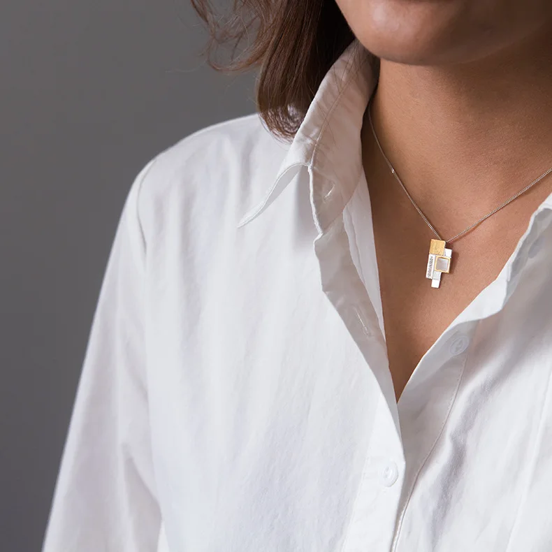 

Simple Fashion Necklace Christmas Gift Girlfriend Personality Necklace Square Zircon S925 Sterling Silver Pendant