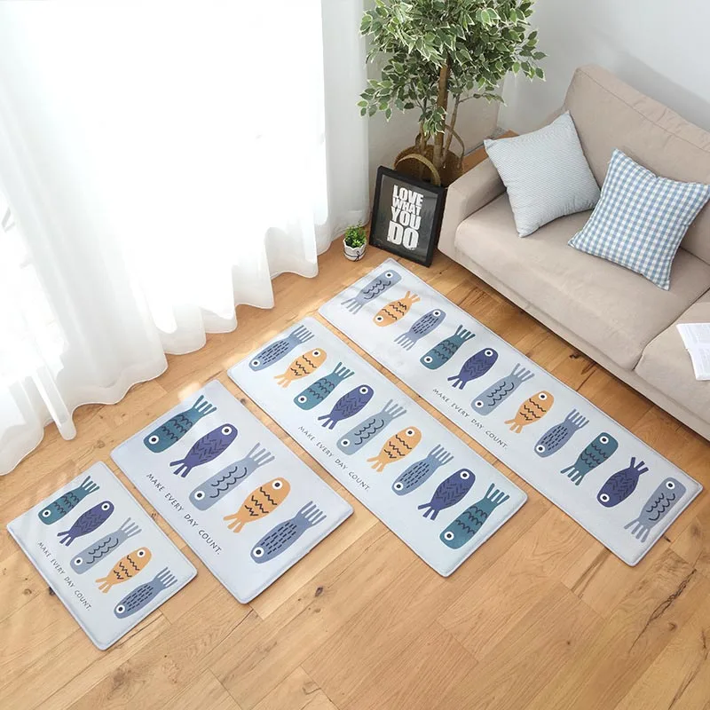 Фланелевый мультяшный кухонный Коврик для пола противоскользящий длинный ковер