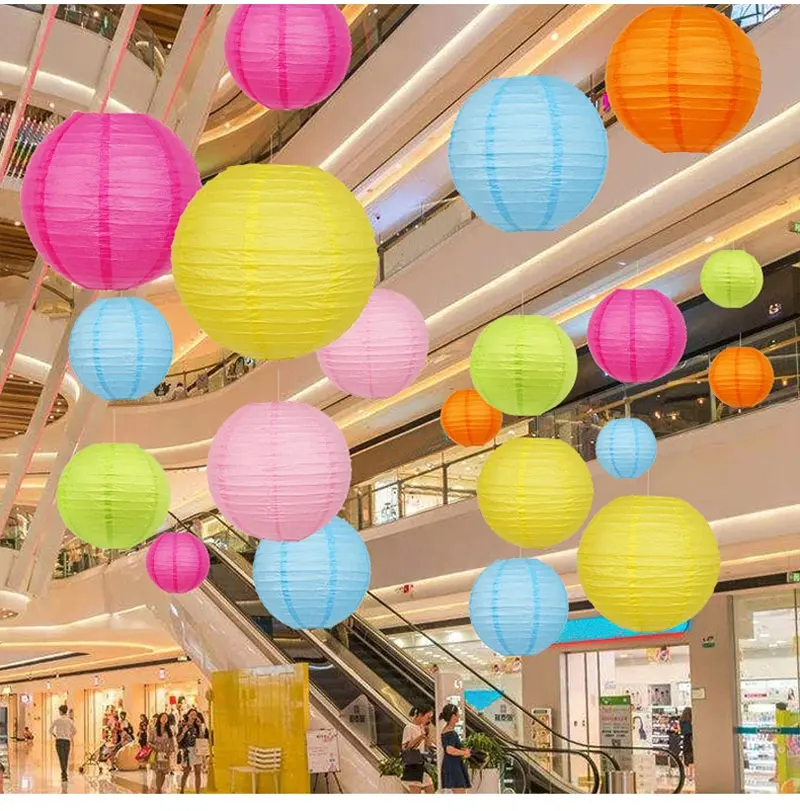 

6 Inch Multicolor Chinese Round Paper Lanterns Ball for Wedding Party Hanging Lanterns Birthday Decor Baby Shower Supplies