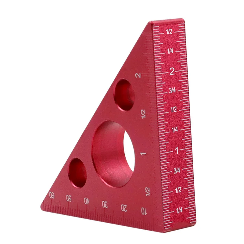 

1PC 45 Degree Aluminum Alloy Angle Ruler Inch Metric Triangle Ruler Carpenter's Workshop Woodworking Square Multifunction Tool