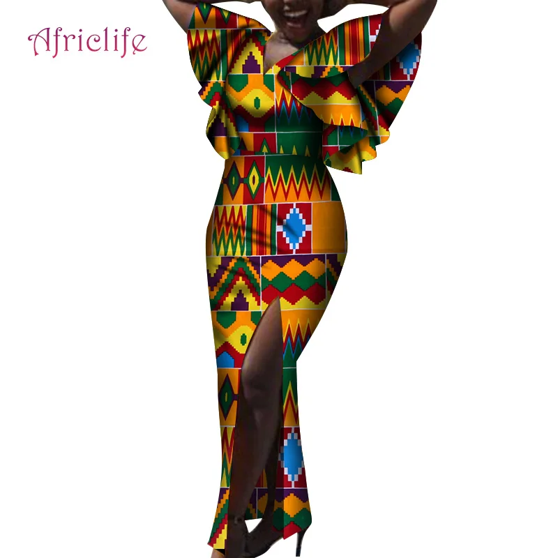 Платья в стиле Дашики хлопковые классические длинные платья с принтом