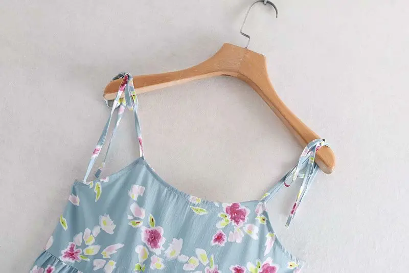 Новинка 2020 женское платье без бретелек с цветочным принтом на тонких бретелях