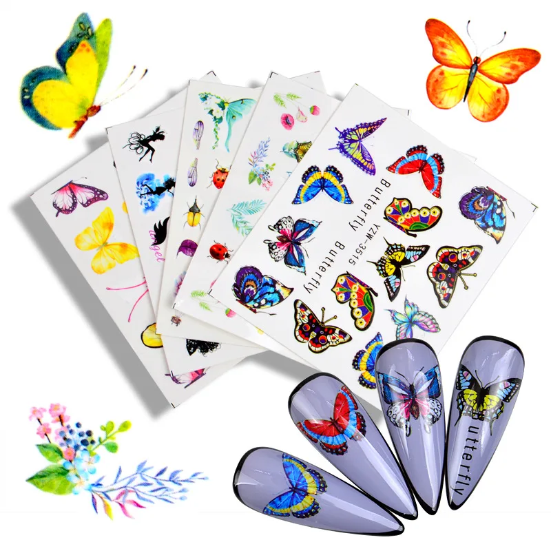 

Butterfly Flower Leaves Self Adhesive Sliders Decal Sticker Nail Sticker DIY Accessories Nail Sticker Manicure Sticker