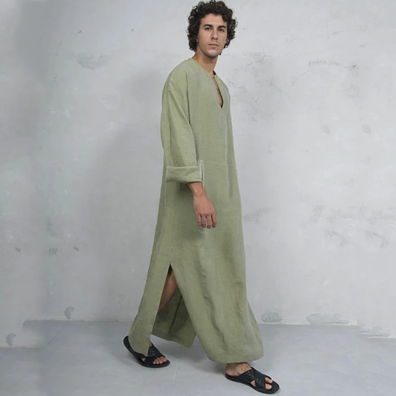 

Мужское хлопковое мягкое мусульманское платье абайя Дубай арабское длинное платье традиционный костюм кафтан Хамис исламское платье