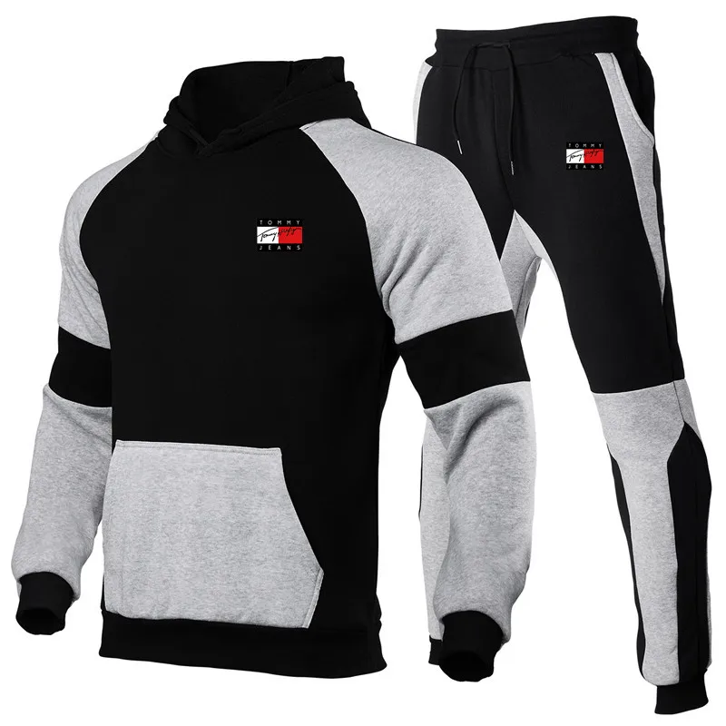 

Primavera conjunto de camisola com capuz 2 peas com capuz camisola + calas pulver com capuz conjunto de roupas esportivas mas