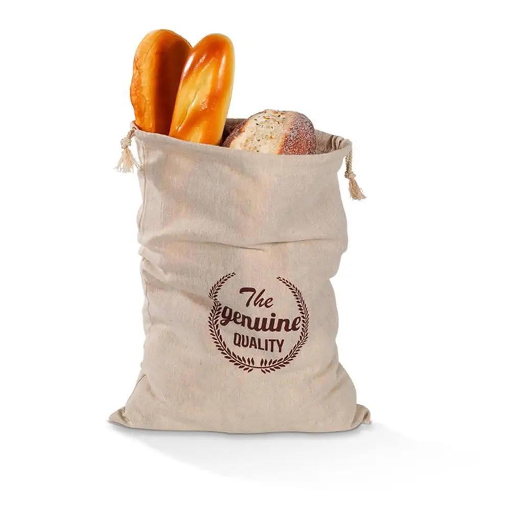 Natural Linen Bread Bag Reusable Baguette Drawstring Pouch Bagel Bun Storage Sack Home Food Container Bags | Дом и сад