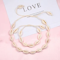 bohemian shell jewelry fashion summer beach seashell cowrie choker necklaces vintage shell charm chain necklace for women girls